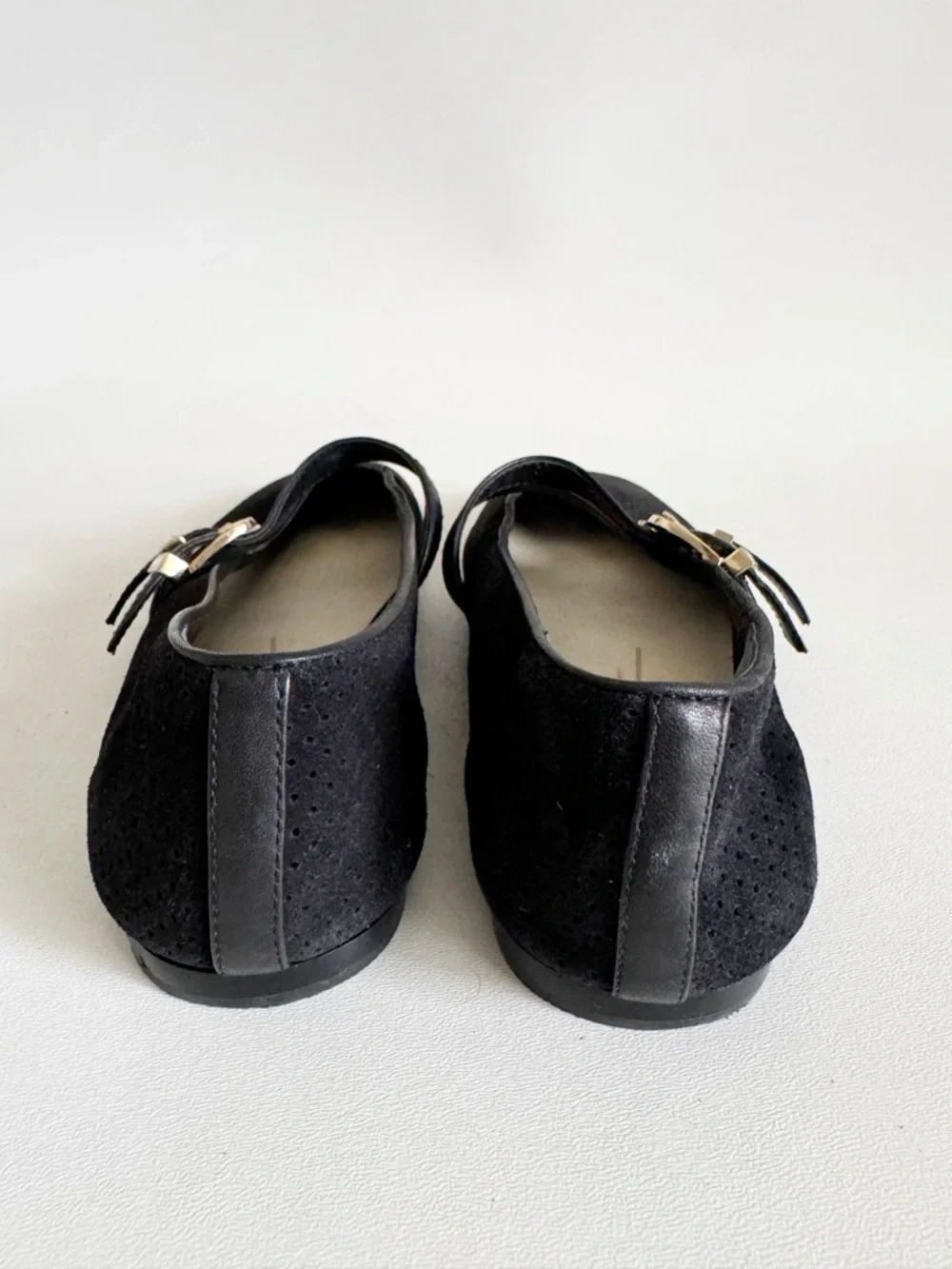 Dolce Vita Baylee Ballet Flat 9.5 Black Onyx Perforated Suede Classic Minimalist - Picture 7 of 10